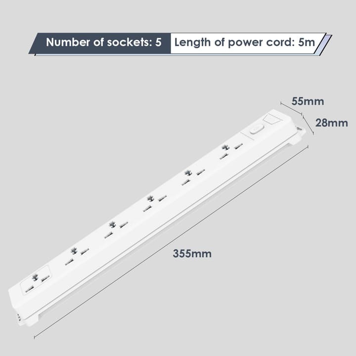 et406 6 holes 5m universal conventional power strip china